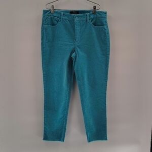 Talbots Slim Ankle Frayed Hem Flawless Five Pocket Size 8 Stretch Turquoise Blue